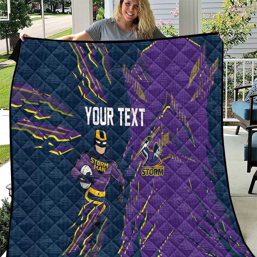 Personalized Melbourne Storm Quilt Dynamic Lightning Mascot Rugby Australia