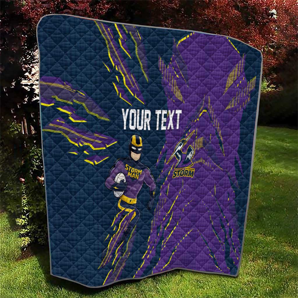 Personalized Melbourne Storm Quilt Dynamic Lightning Mascot Rugby Australia