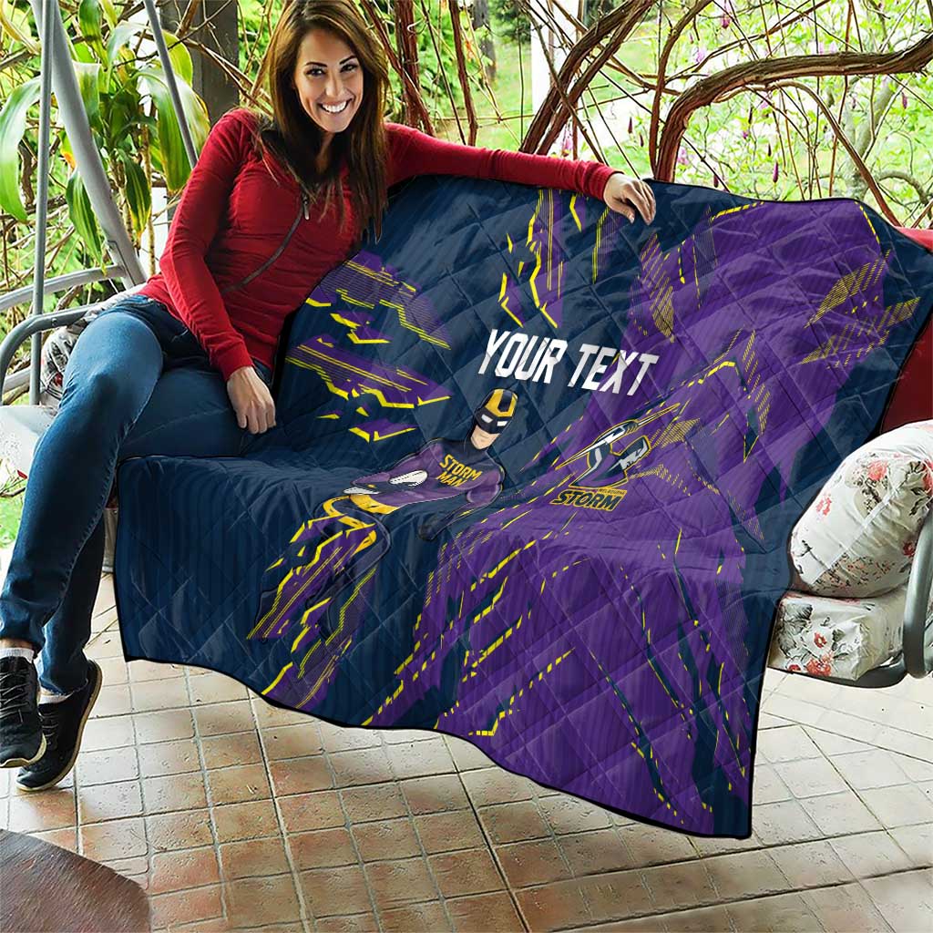 Personalized Melbourne Storm Quilt Dynamic Lightning Mascot Rugby Australia