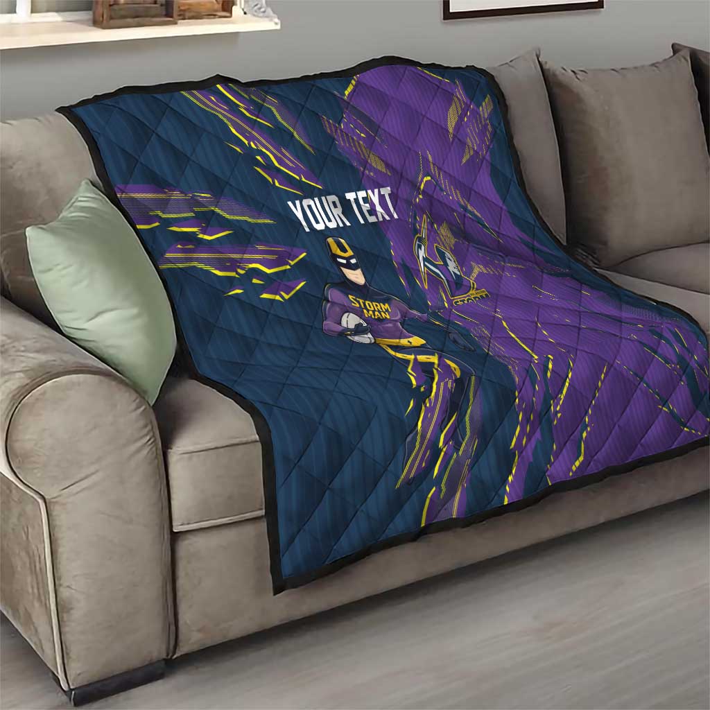 Personalized Melbourne Storm Quilt Dynamic Lightning Mascot Rugby Australia