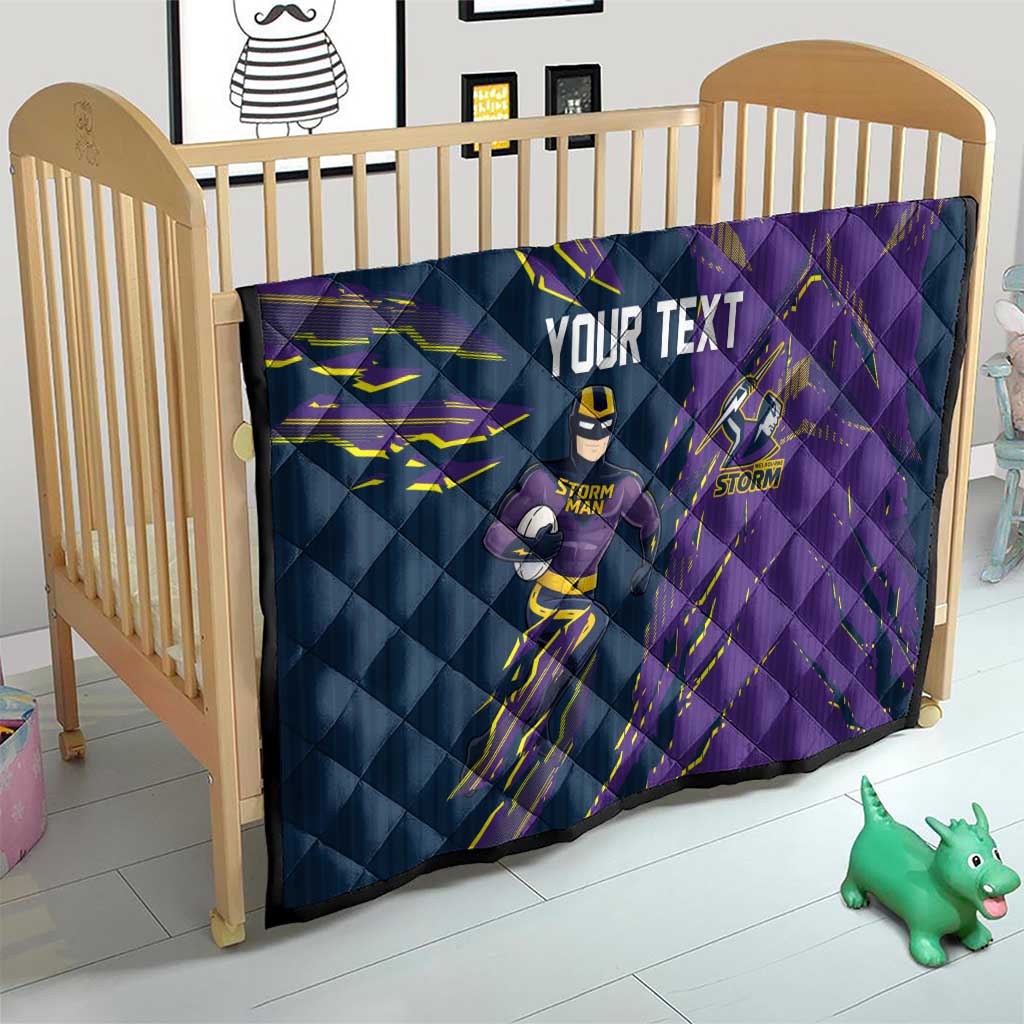 Personalized Melbourne Storm Quilt Dynamic Lightning Mascot Rugby Australia