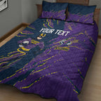 Personalized Melbourne Storm Quilt Bed Set Dynamic Lightning Mascot Rugby Australia