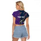 Personalized Melbourne Storm Raglan Cropped T Shirt Dynamic Lightning Mascot Rugby Australia