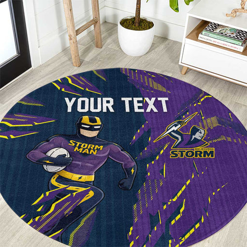 Personalized Melbourne Storm Round Carpet Dynamic Lightning Mascot Rugby Australia