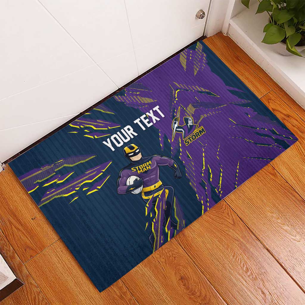 Personalized Melbourne Storm Rubber Doormat Dynamic Lightning Mascot Rugby Australia