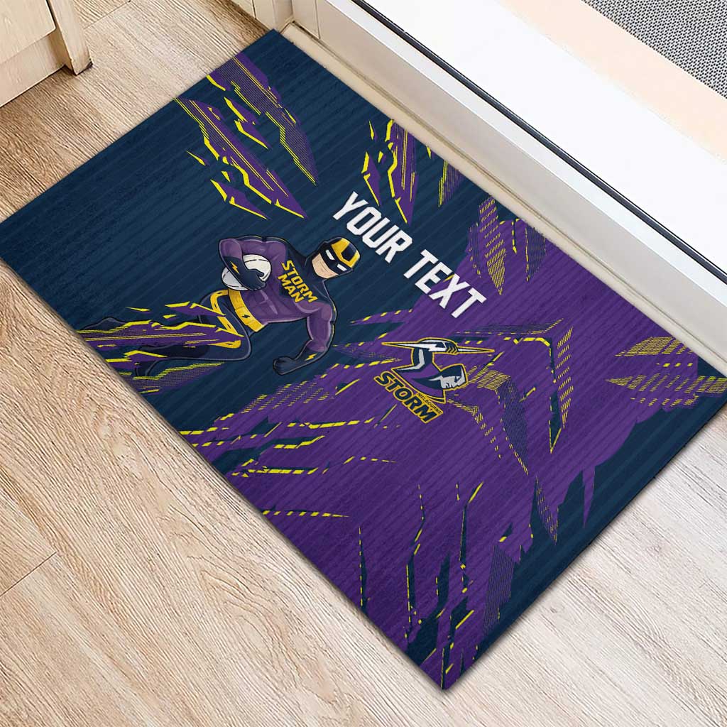 Personalized Melbourne Storm Rubber Doormat Dynamic Lightning Mascot Rugby Australia