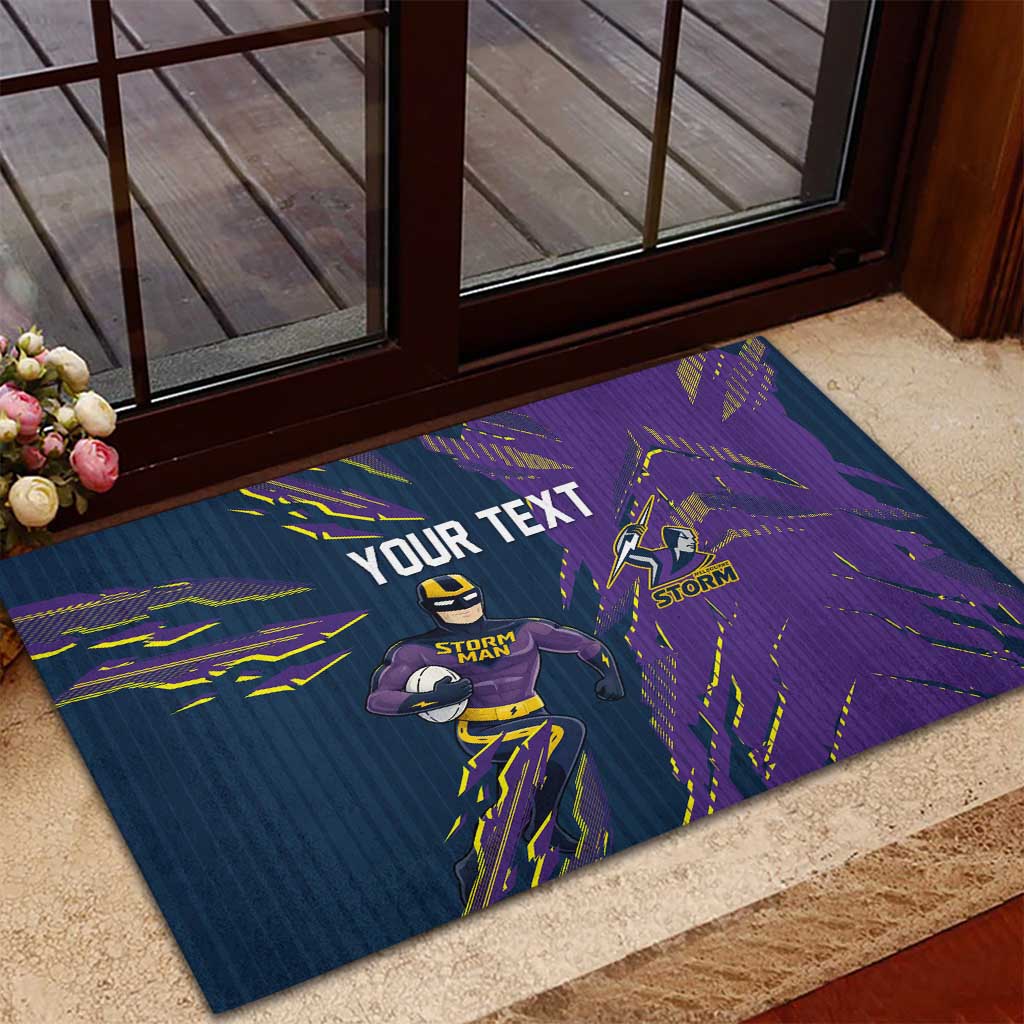 Personalized Melbourne Storm Rubber Doormat Dynamic Lightning Mascot Rugby Australia