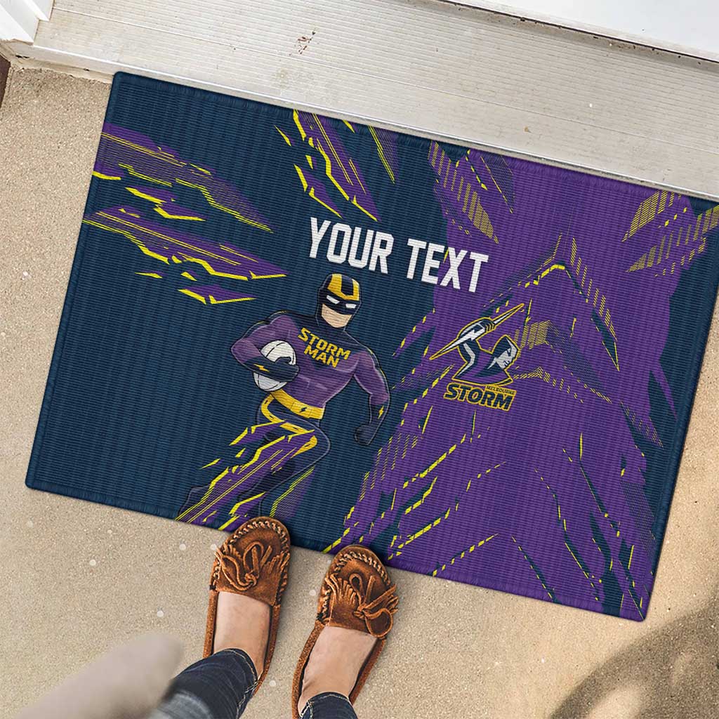 Personalized Melbourne Storm Rubber Doormat Dynamic Lightning Mascot Rugby Australia