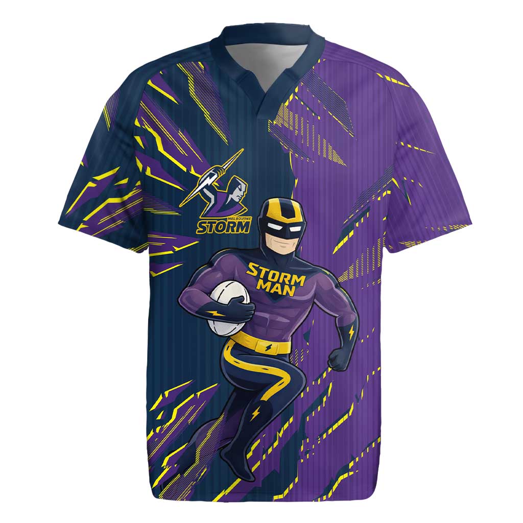 Personalized Melbourne Storm Rugby Jersey Dynamic Lightning Mascot Rugby Australia
