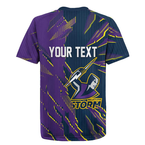 Personalized Melbourne Storm Rugby Jersey Dynamic Lightning Mascot Rugby Australia
