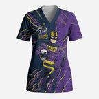 Personalized Melbourne Storm Scrub Top Dynamic Lightning Mascot Rugby Australia