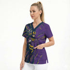 Personalized Melbourne Storm Scrub Top Dynamic Lightning Mascot Rugby Australia