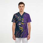 Personalized Melbourne Storm Scrub Top Dynamic Lightning Mascot Rugby Australia
