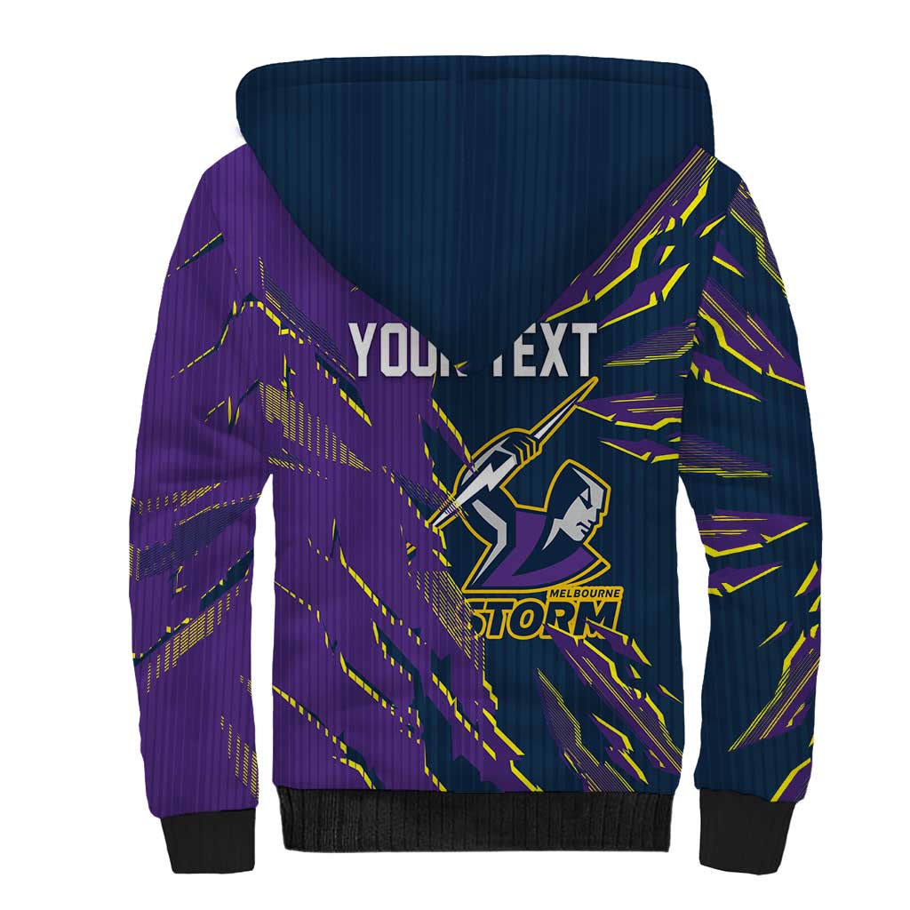 Personalized Melbourne Storm Sherpa Hoodie Dynamic Lightning Mascot Rugby Australia