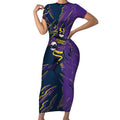 Personalized Melbourne Storm Short Sleeve Bodycon Dress Dynamic Lightning Mascot Rugby Australia