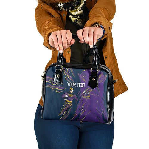 Personalized Melbourne Storm Shoulder Handbag Dynamic Lightning Mascot Rugby Australia