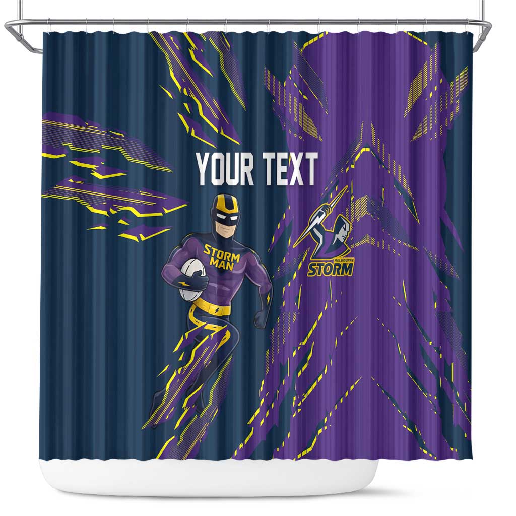 Personalized Melbourne Storm Shower Curtain Dynamic Lightning Mascot Rugby Australia