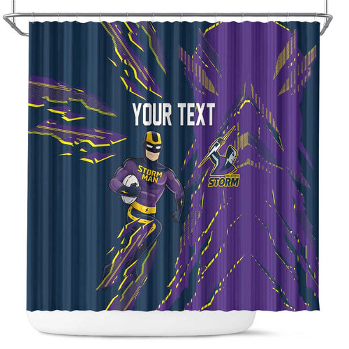 Personalized Melbourne Storm Shower Curtain Dynamic Lightning Mascot Rugby Australia
