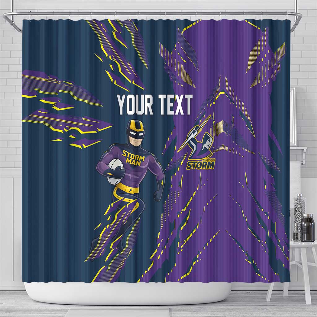 Personalized Melbourne Storm Shower Curtain Dynamic Lightning Mascot Rugby Australia