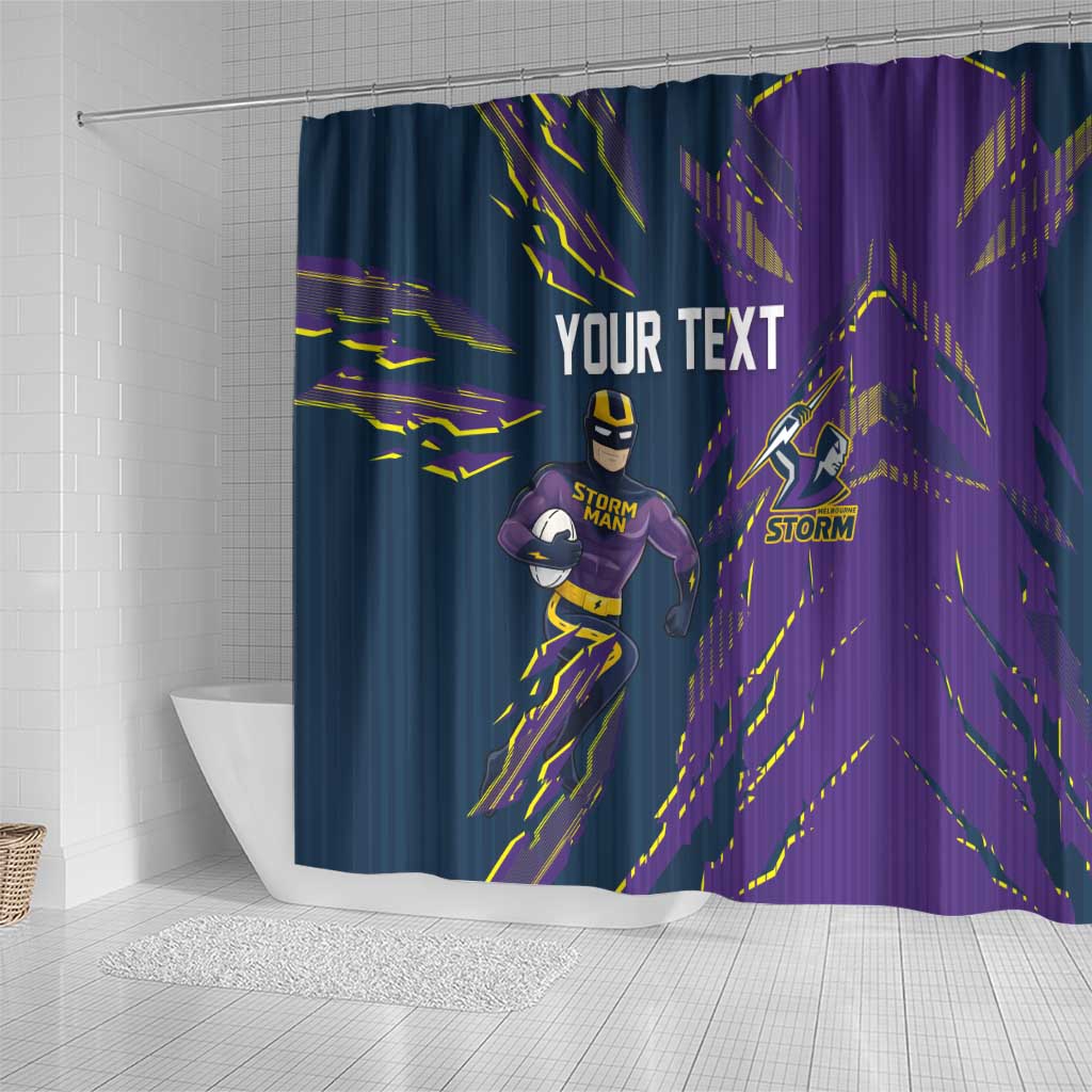 Personalized Melbourne Storm Shower Curtain Dynamic Lightning Mascot Rugby Australia