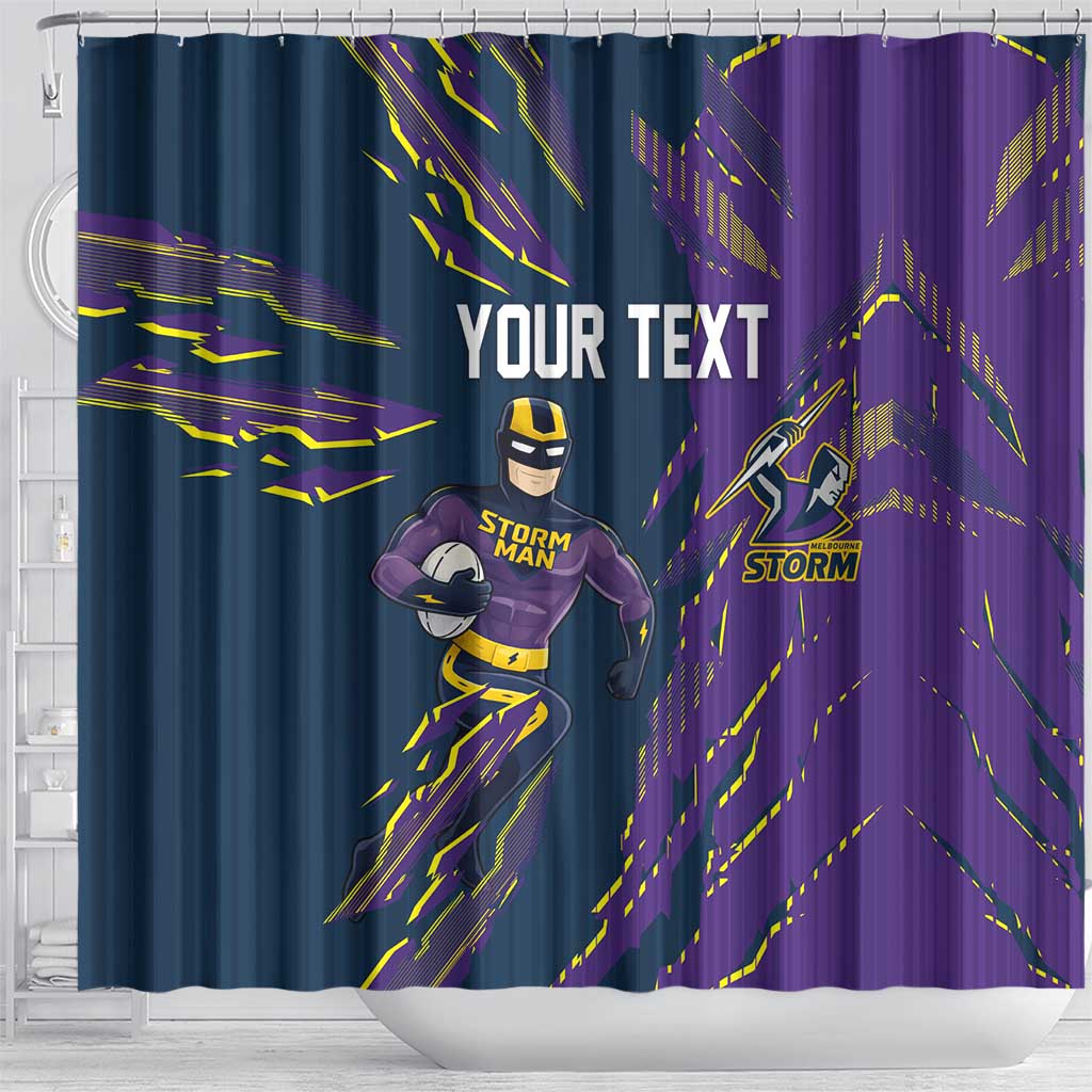 Personalized Melbourne Storm Shower Curtain Dynamic Lightning Mascot Rugby Australia