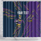Personalized Melbourne Storm Shower Curtain Dynamic Lightning Mascot Rugby Australia