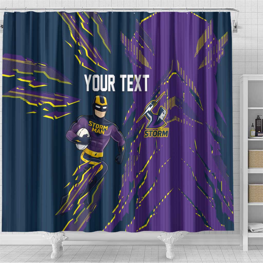 Personalized Melbourne Storm Shower Curtain Dynamic Lightning Mascot Rugby Australia