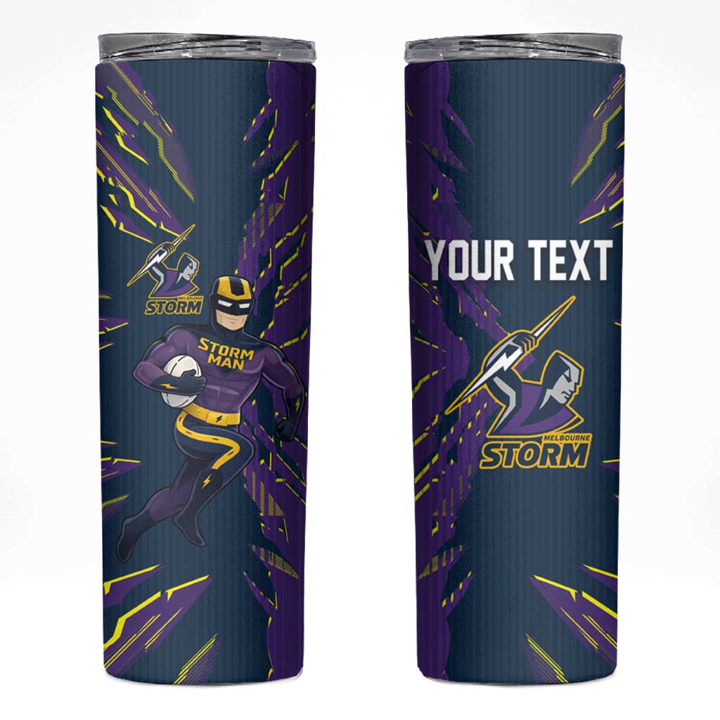 Personalized Melbourne Storm Skinny Tumbler Dynamic Lightning Mascot Rugby Australia