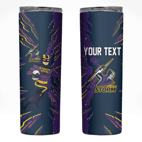Personalized Melbourne Storm Skinny Tumbler Dynamic Lightning Mascot Rugby Australia