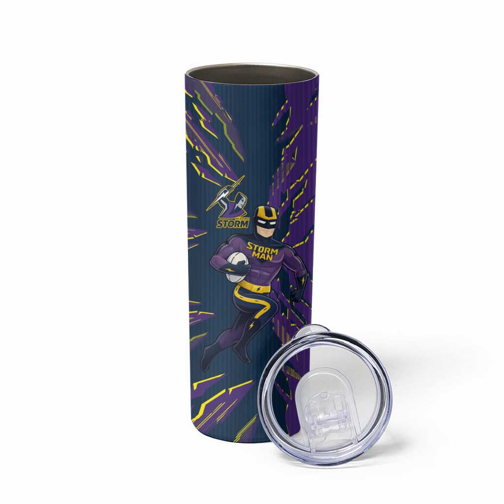 Personalized Melbourne Storm Skinny Tumbler Dynamic Lightning Mascot Rugby Australia