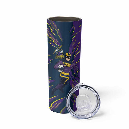 Personalized Melbourne Storm Skinny Tumbler Dynamic Lightning Mascot Rugby Australia