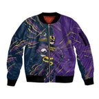 Personalized Melbourne Storm Sleeve Zip Bomber Jacket Dynamic Lightning Mascot Rugby Australia