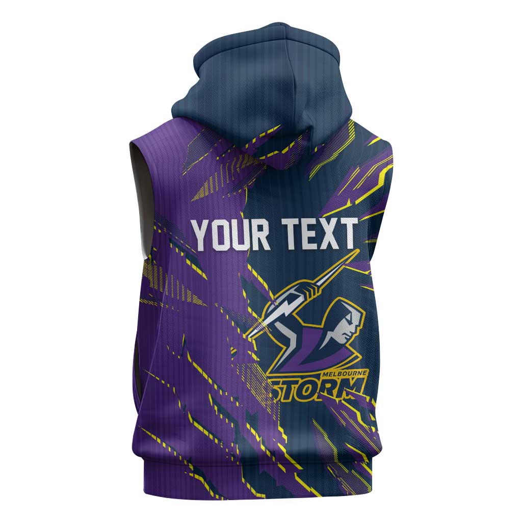 Personalized Melbourne Storm Sleeveless Hoodie Dynamic Lightning Mascot Rugby Australia