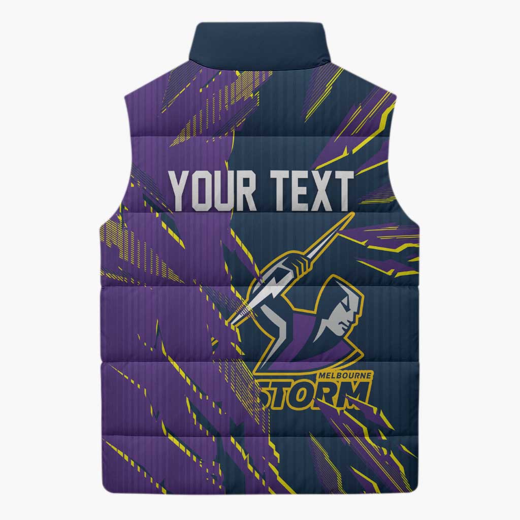 Personalized Melbourne Storm Sleeveless Puffer Jacket Dynamic Lightning Mascot Rugby Australia