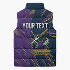 Personalized Melbourne Storm Sleeveless Puffer Jacket Dynamic Lightning Mascot Rugby Australia