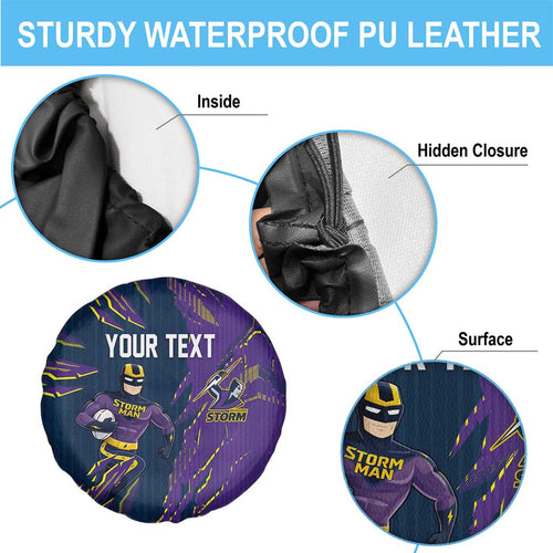 Personalized Melbourne Storm Spare Tire Cover Dynamic Lightning Mascot Rugby Australia
