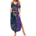 Personalized Melbourne Storm Summer Maxi Dress Dynamic Lightning Mascot Rugby Australia