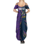 Personalized Melbourne Storm Summer Maxi Dress Dynamic Lightning Mascot Rugby Australia