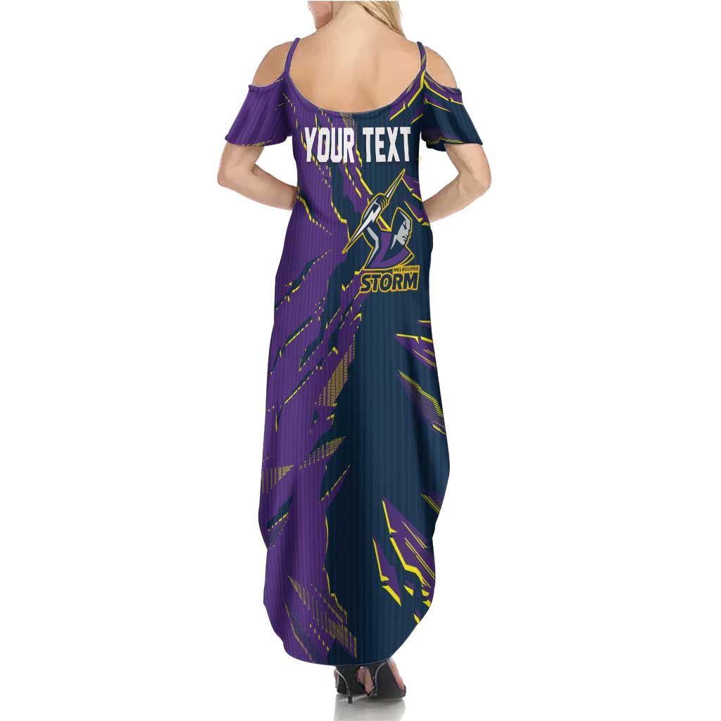 Personalized Melbourne Storm Summer Maxi Dress Dynamic Lightning Mascot Rugby Australia