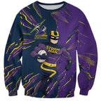 Personalized Melbourne Storm Sweatshirt Dynamic Lightning Mascot Rugby Australia
