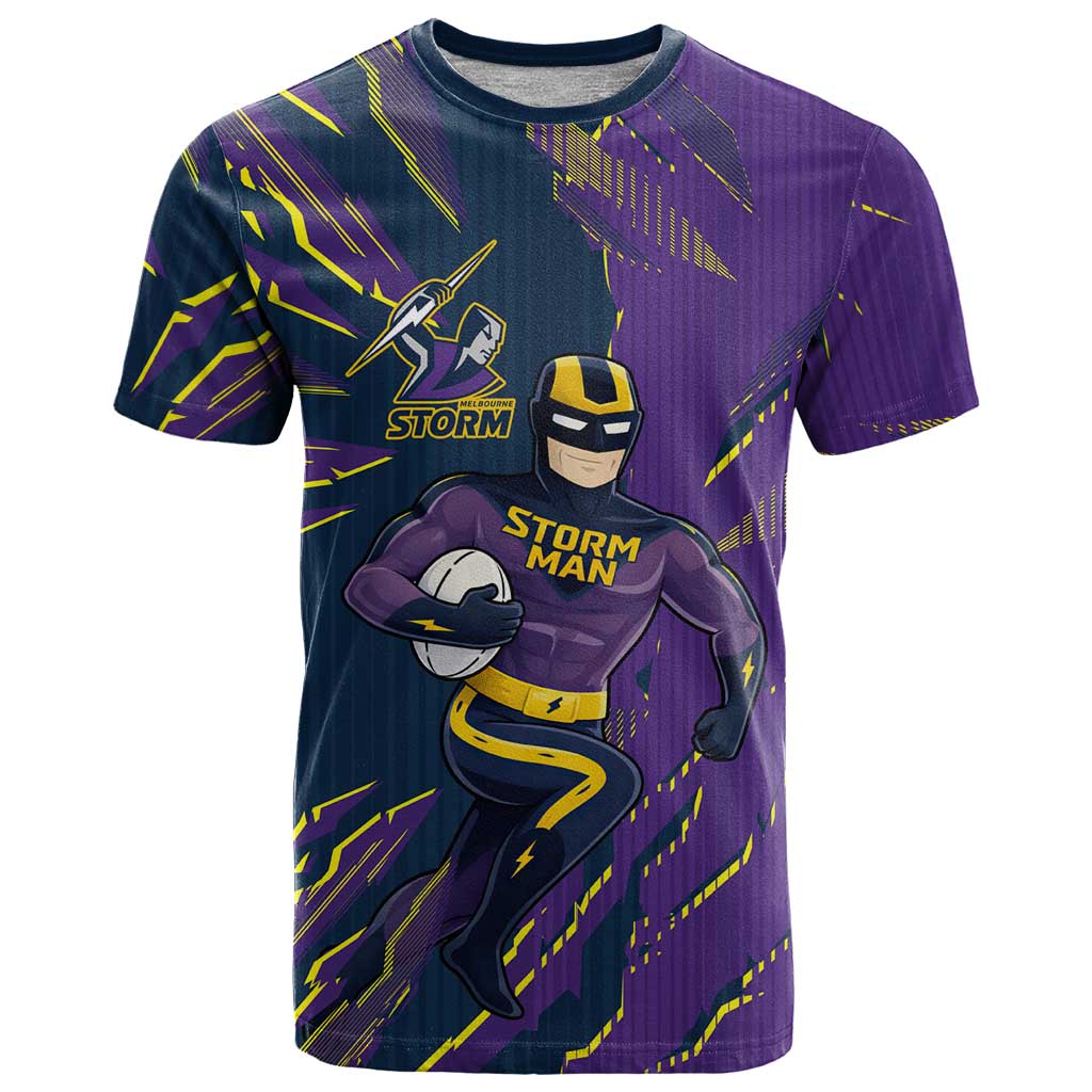 Personalized Melbourne Storm T Shirt Dynamic Lightning Mascot Rugby Australia