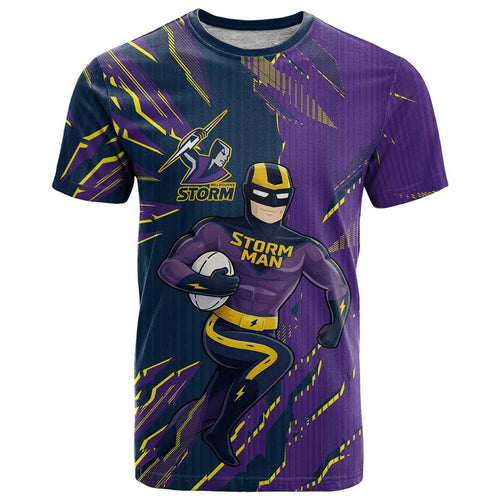 Personalized Melbourne Storm T Shirt Dynamic Lightning Mascot Rugby Australia