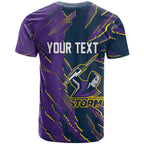 Personalized Melbourne Storm T Shirt Dynamic Lightning Mascot Rugby Australia
