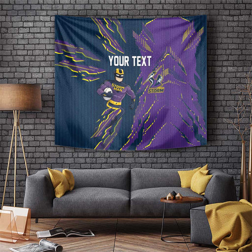 Personalized Melbourne Storm Tapestry Dynamic Lightning Mascot Rugby Australia