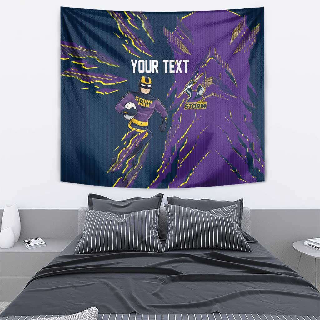 Personalized Melbourne Storm Tapestry Dynamic Lightning Mascot Rugby Australia