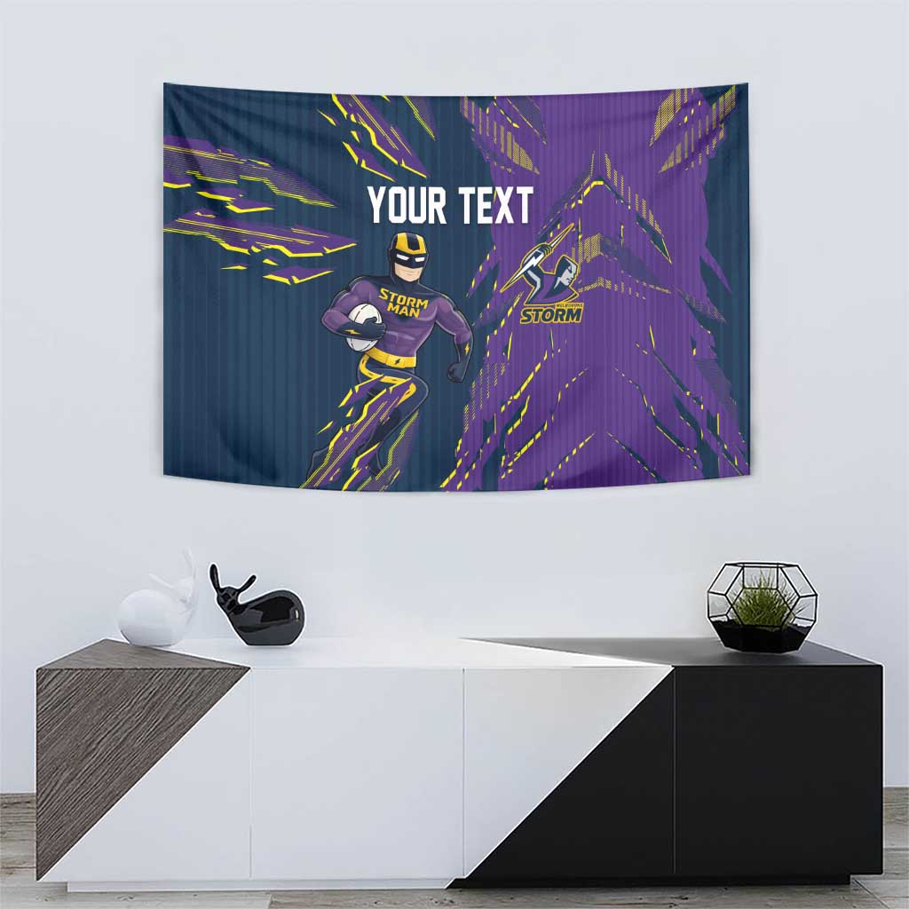 Personalized Melbourne Storm Tapestry Dynamic Lightning Mascot Rugby Australia