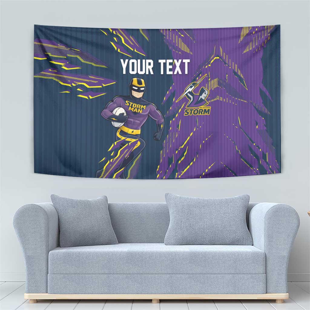 Personalized Melbourne Storm Tapestry Dynamic Lightning Mascot Rugby Australia