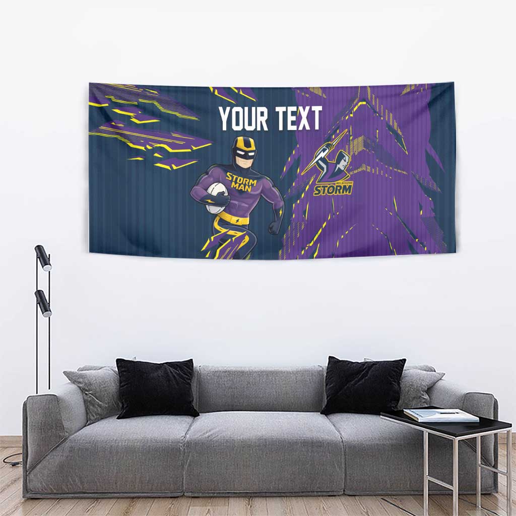 Personalized Melbourne Storm Tapestry Dynamic Lightning Mascot Rugby Australia