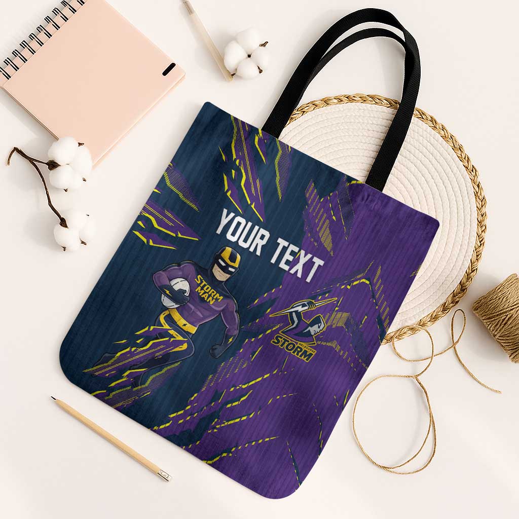 Personalized Melbourne Storm Tote Bag Dynamic Lightning Mascot Rugby Australia