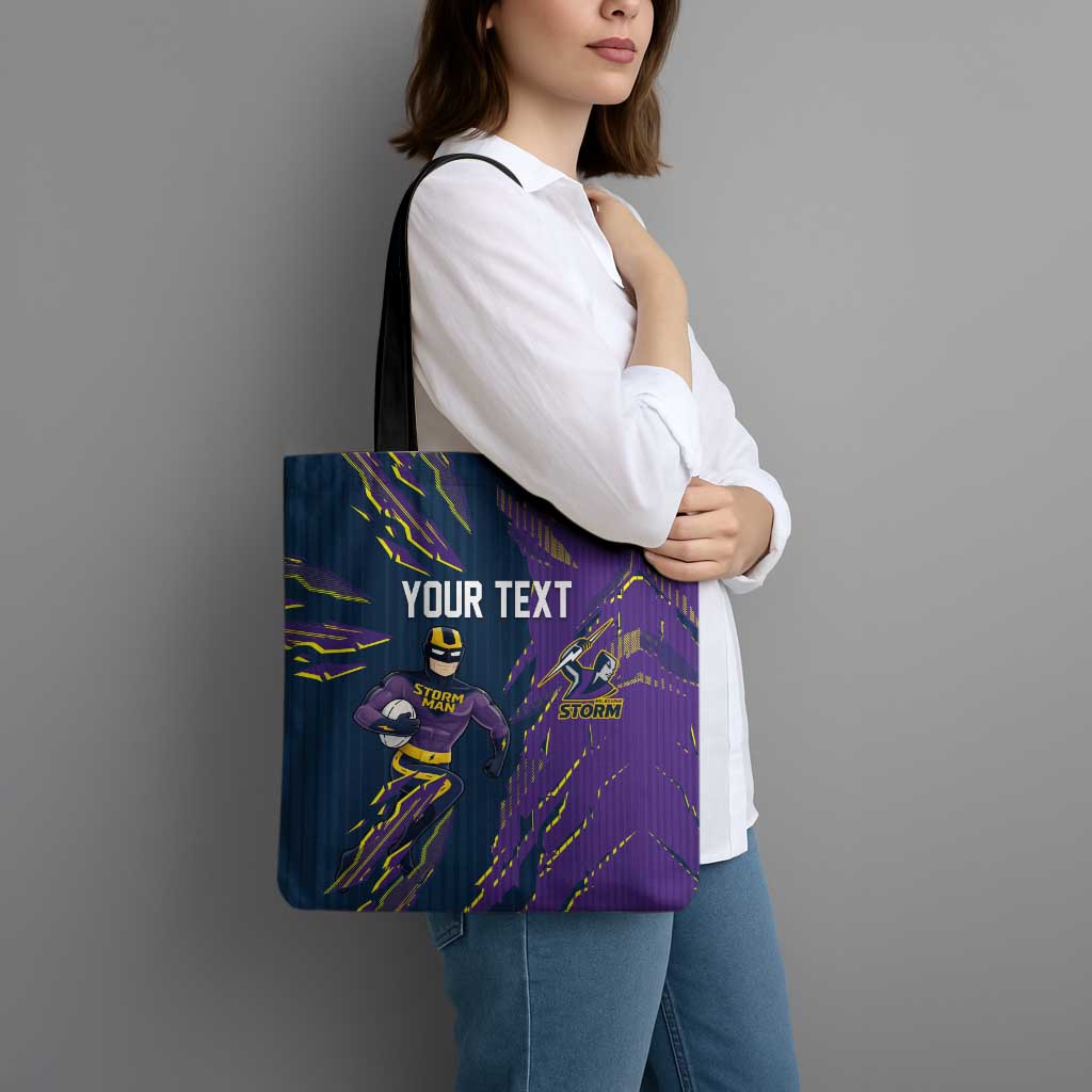 Personalized Melbourne Storm Tote Bag Dynamic Lightning Mascot Rugby Australia